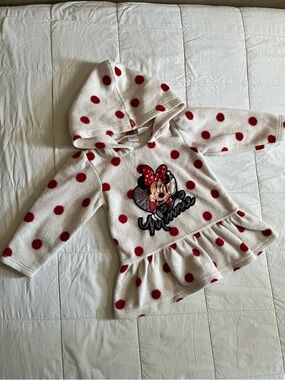 Vintage Minnie Mouse Polka Dot Hooded Dress - Cream with Red Dots Disney